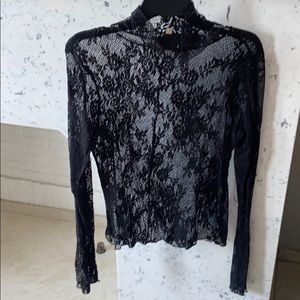 Free People Lace Mock Neck Shell